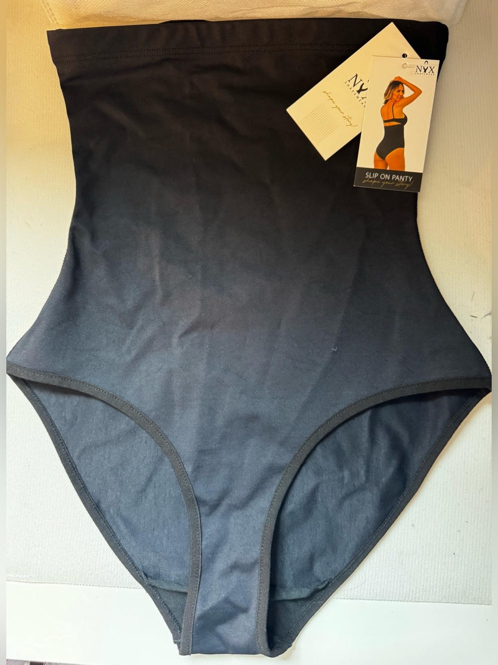 NYX One Piece High-Waist Shaping Slip-On Panty in Black: SIZE S